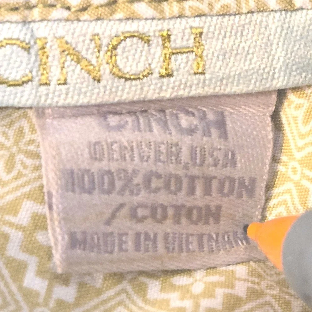 Cinch Button Down Shirt Men's‎ Size XL Lime Green Geometric Print Long Sleeve